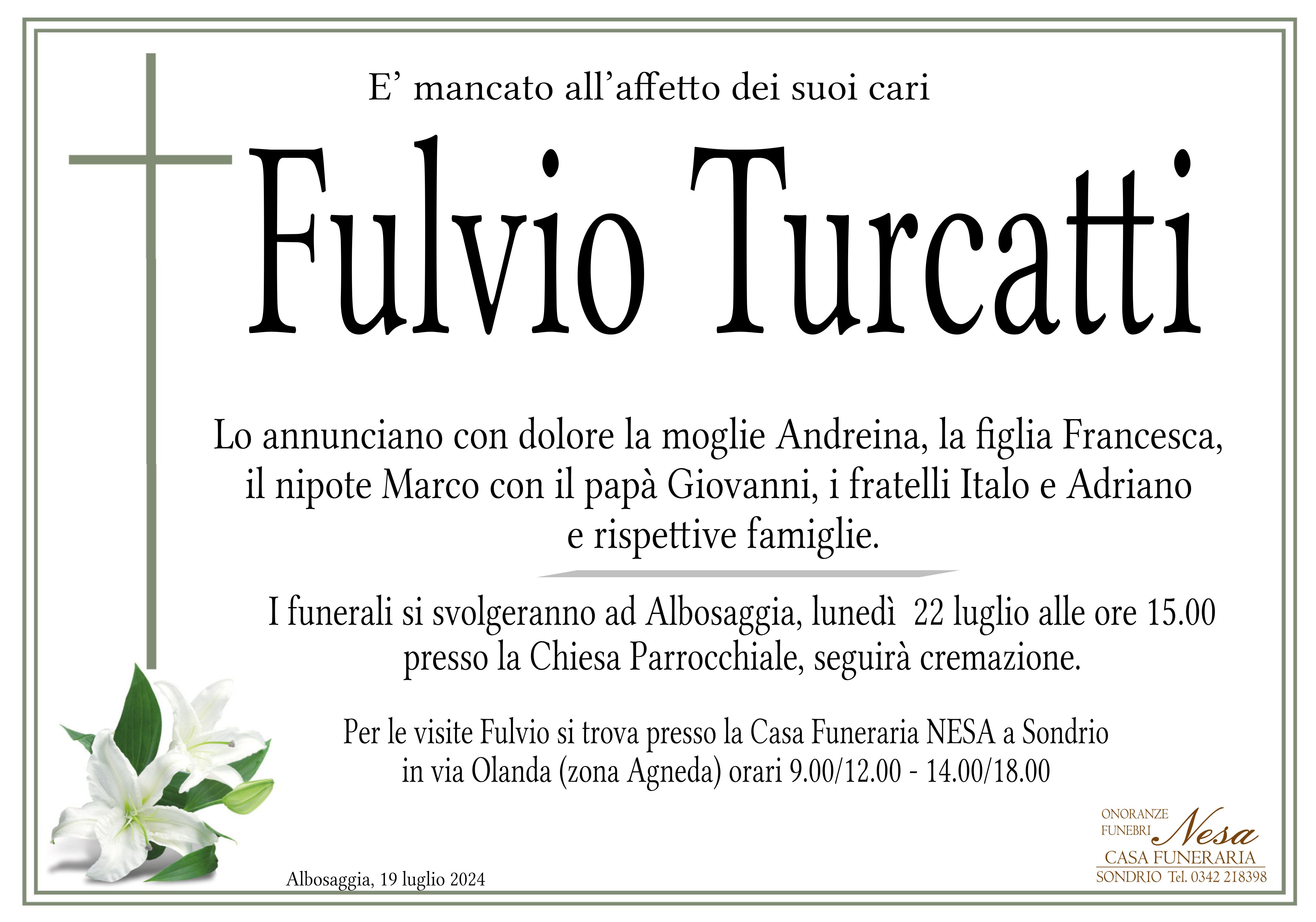 Necrologio FULVIO TURCATTI